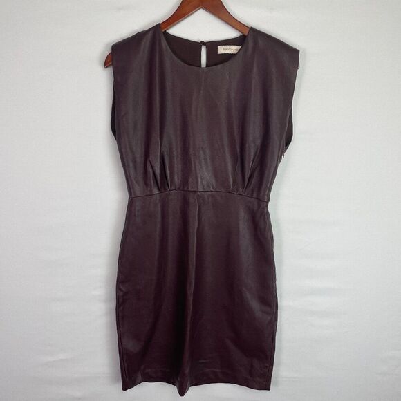 Bishop + Young Anthropologie Hayden Vegan Leather Mini Dress Scarlett S - Picture 2 of 9